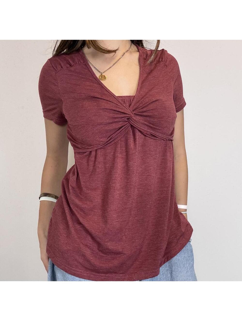 Red babydoll top with ruched center !! Size small